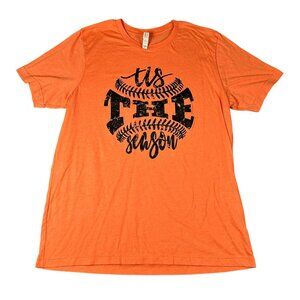Tis The Season Softball Baseball Womens XL Orange Short Sleeve Tee T-shirt Bella